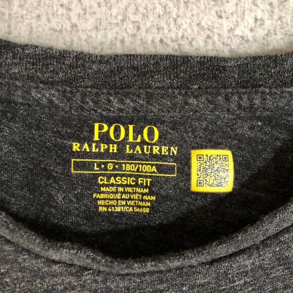 Polo Ralph Lauren Shirt Mens Large Dark Gray Classic Fit Tee Pony Logo Pocket - Picture 3 of 7